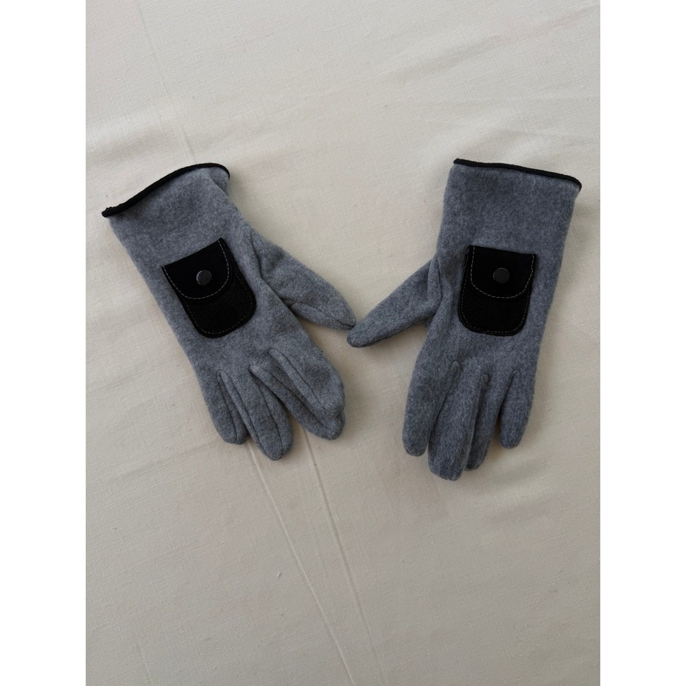 Unbranded Heather Grey Wool Blend‎ Gloves with Snap Pocket and Black Trim